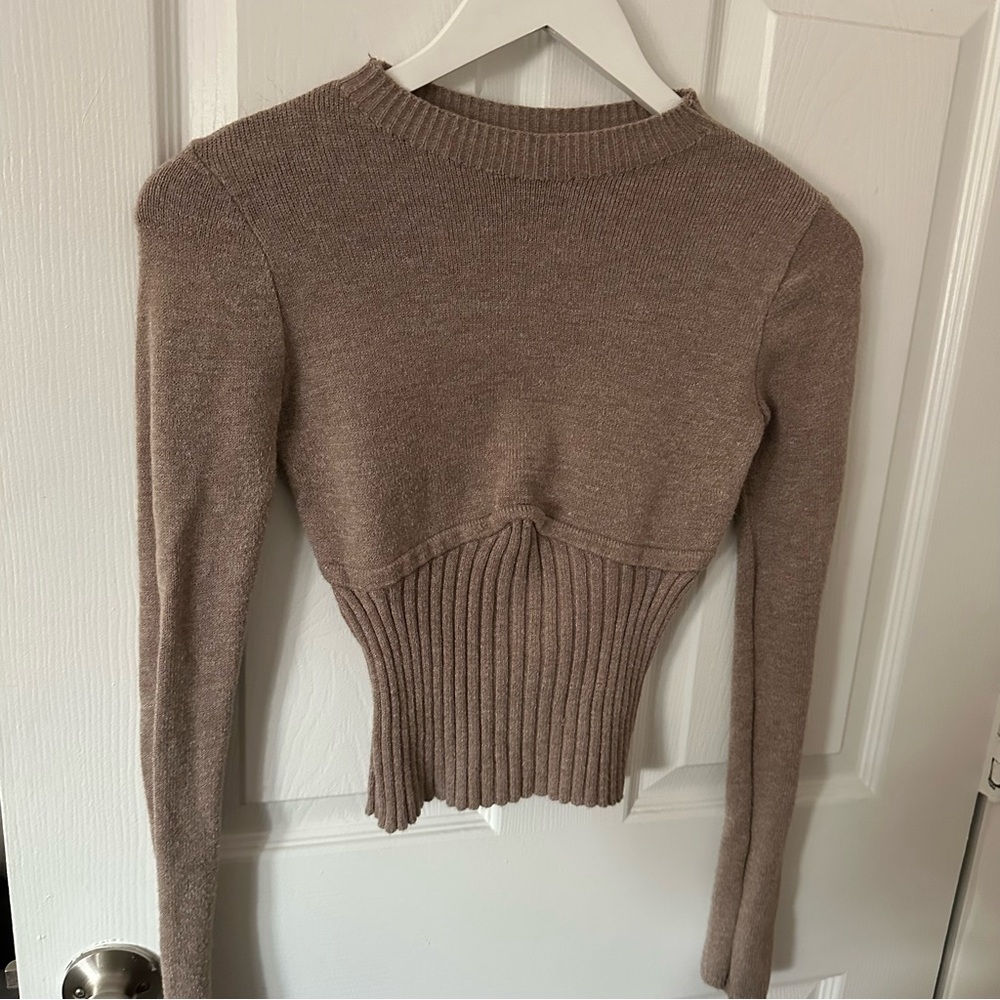 Tan Cropped Sweater